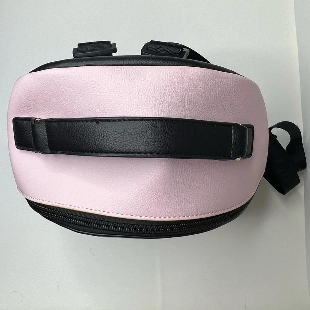 Betsey Johnson Backpack Kitty Cat Pink Black Stripes Luv Betsy zip closure